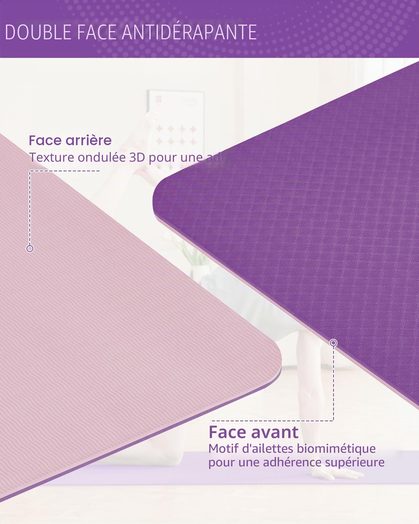 Good Nite Tapis de Yoga de Gymnastique de Exercice Fitness Tapis Fitness Antidérapant de Sport de Pilates avec Sangle de Transport 183 x 61 x 0,6 cm