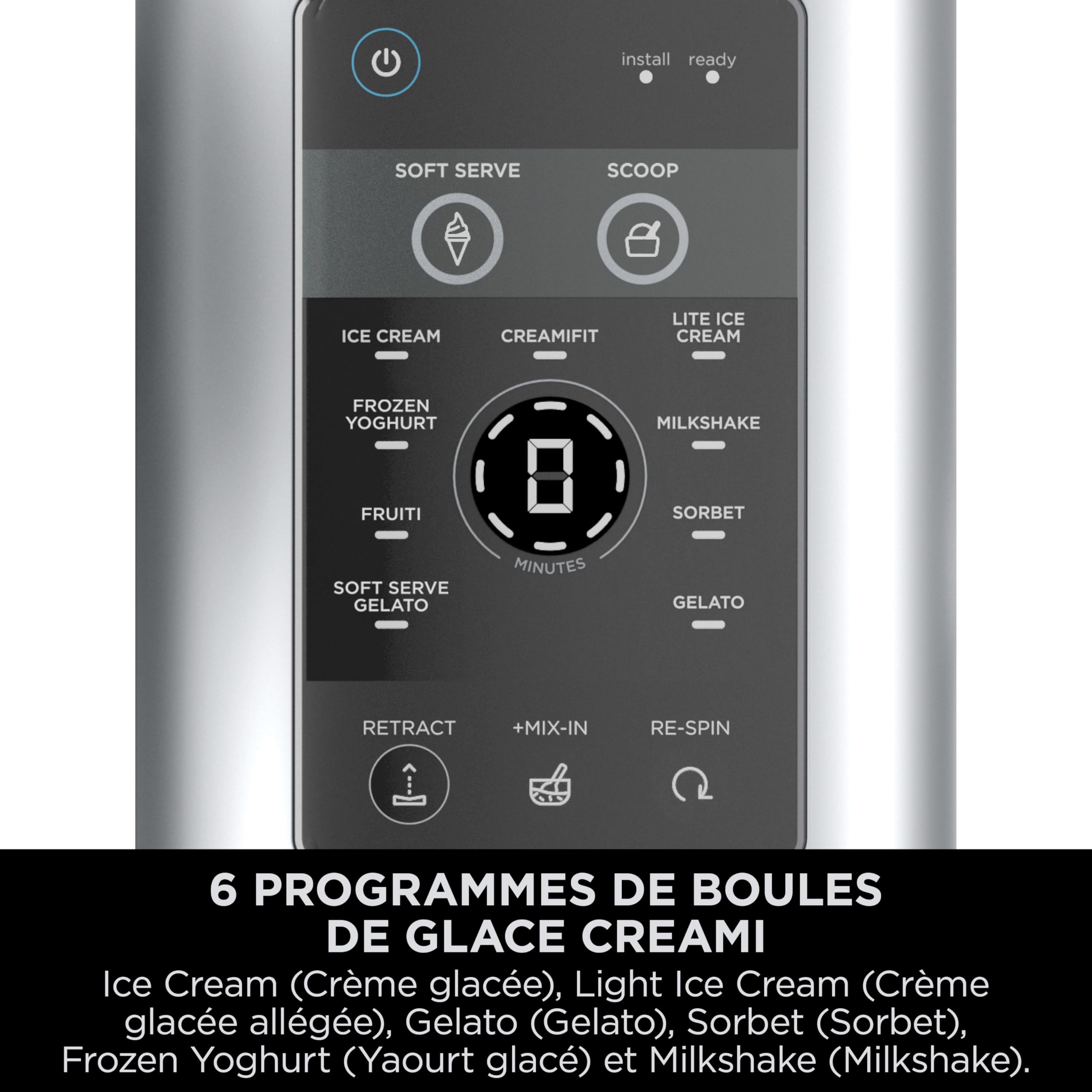 NINJA CREAMi Sorbetière Scoop and Swirl avec 2 pots, 13 modes pour réaliser crèmes glacées, glaces à l’italienne, gelatos, sorbets, milkshakes et plus, option Extra, Stone/Or NC701EUSTGD