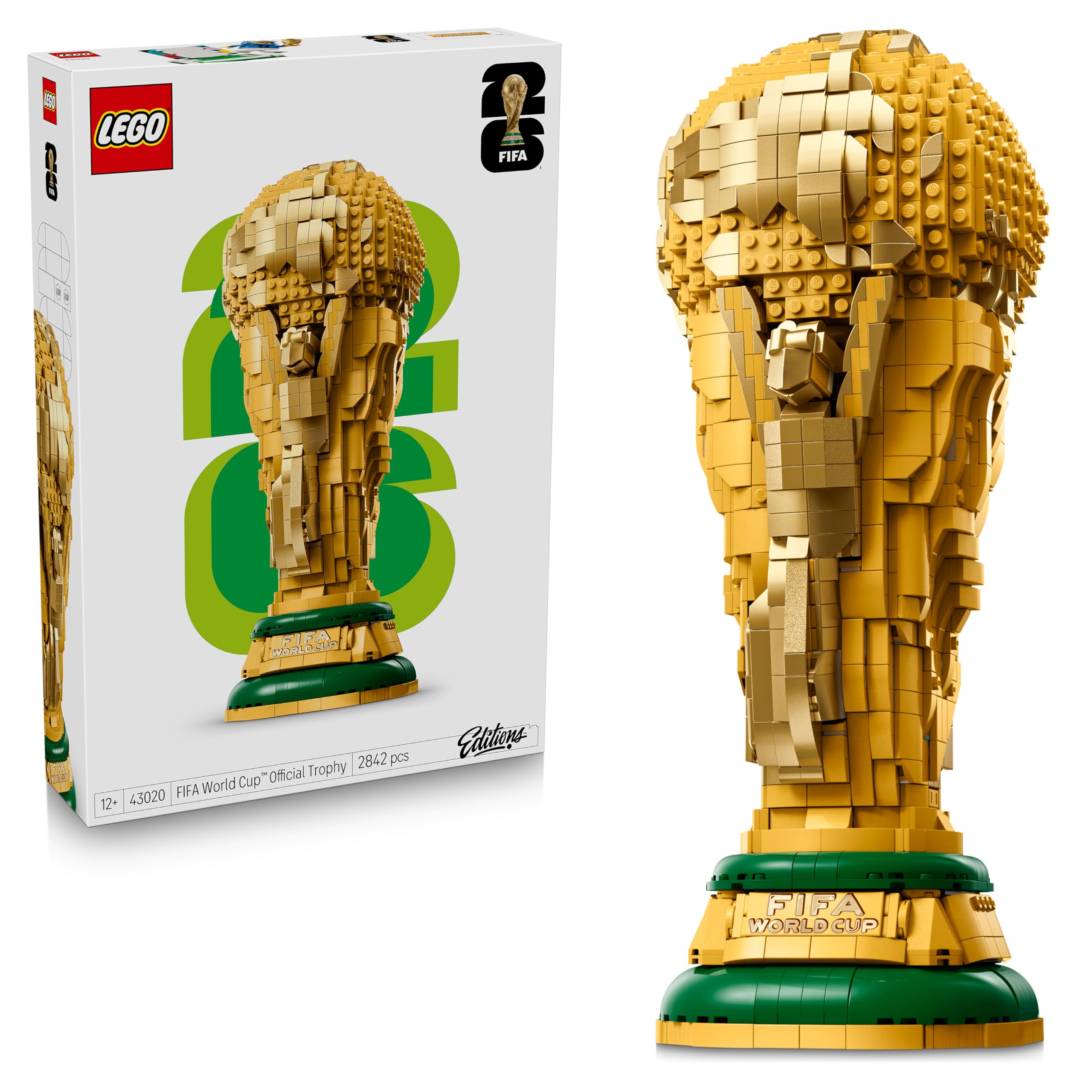 LEGO Editions Trophée Officiel de la Coupe du Monde de la FIFA - Jouet 3D - Maquette DIY avec Minifigurine Collector - Idée Cadeau Football pour la Fête des Pères ou pour Adulte Fan de Sport 43020