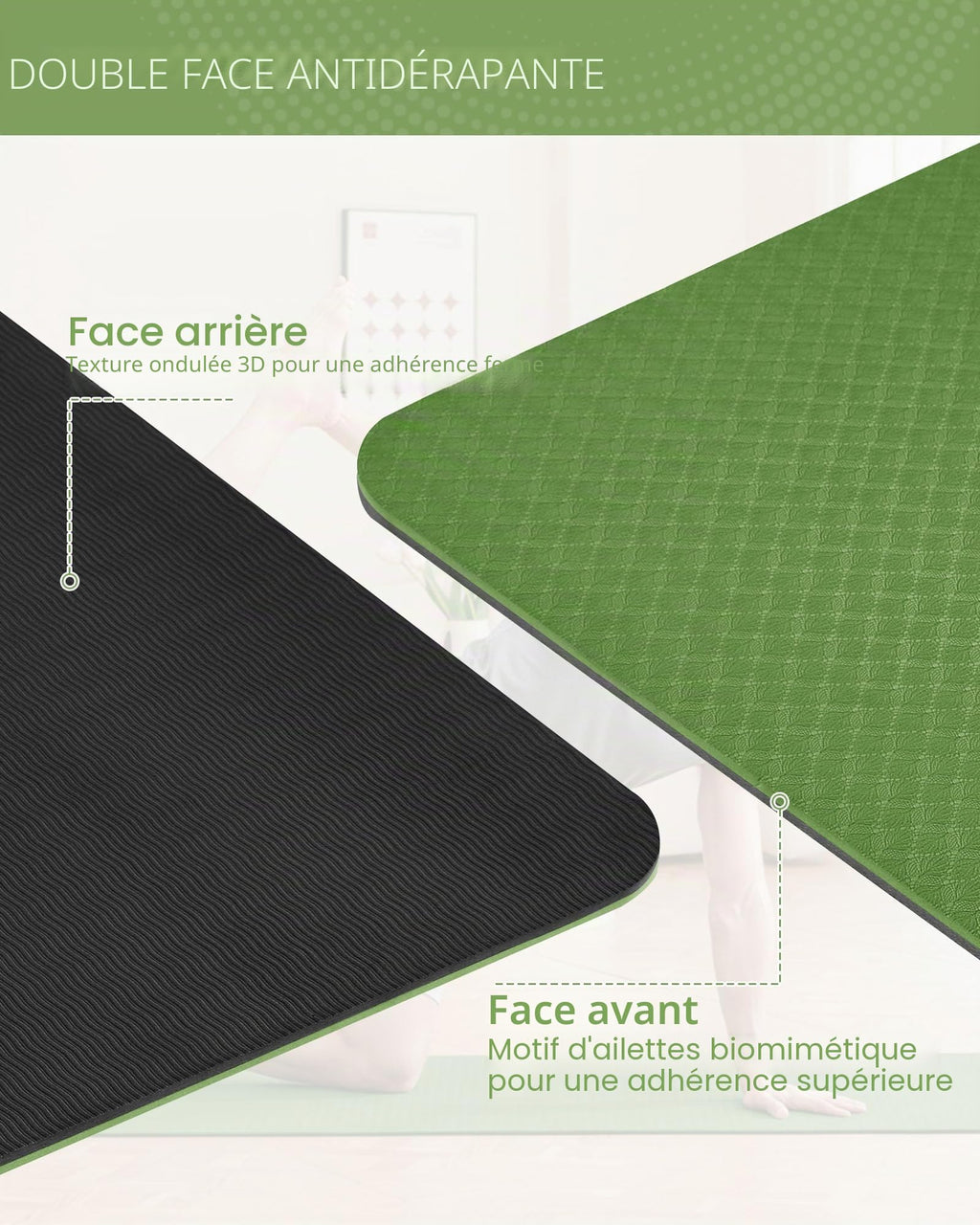 Good Nite Tapis de Yoga de Gymnastique de Exercice Fitness Tapis Fitness Antidérapant de Sport de Pilates avec Sangle de Transport 183 x 61 x 0,6 cm