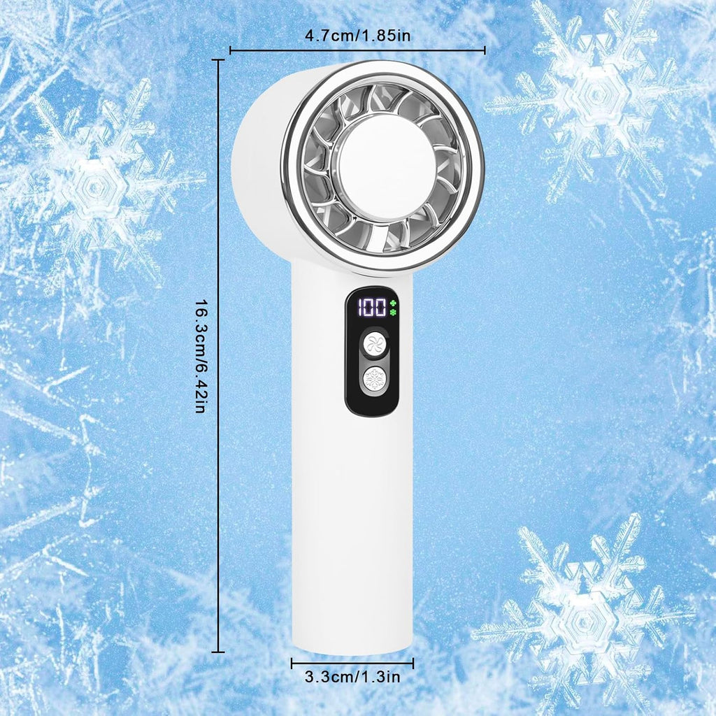 Ventilateur portable avec refroidisseur à glace | Jusqu'à 12 heures de refroidissement | Ventilateur à main de 0 à 100 vitesses | Moteur silencieux puissant de 20 000 tr/min | Mini ventilateur à