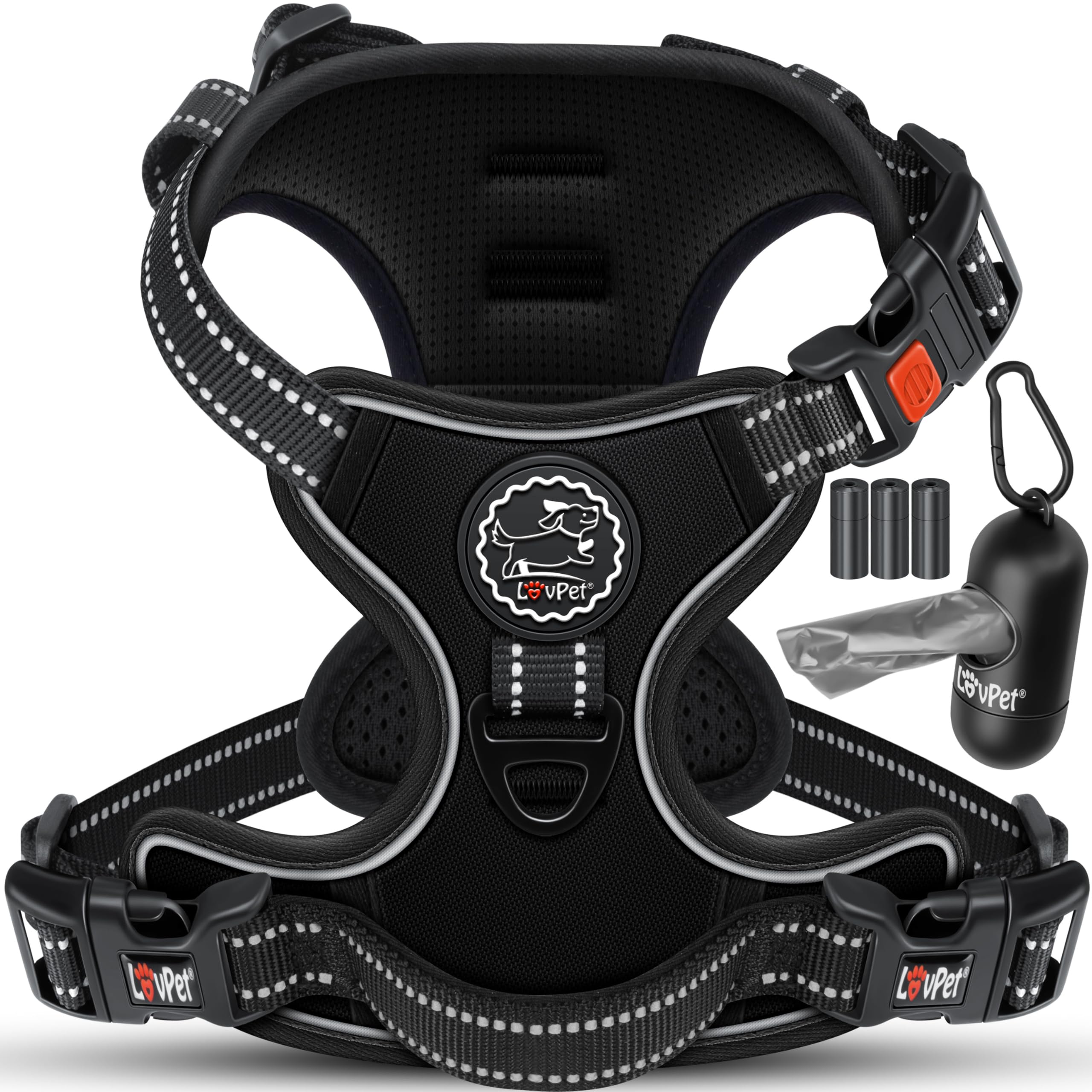 Harnais Chien Lovpet Réfléchissant Anti-Traction – Réglable XS à XL | Sacs Inclus