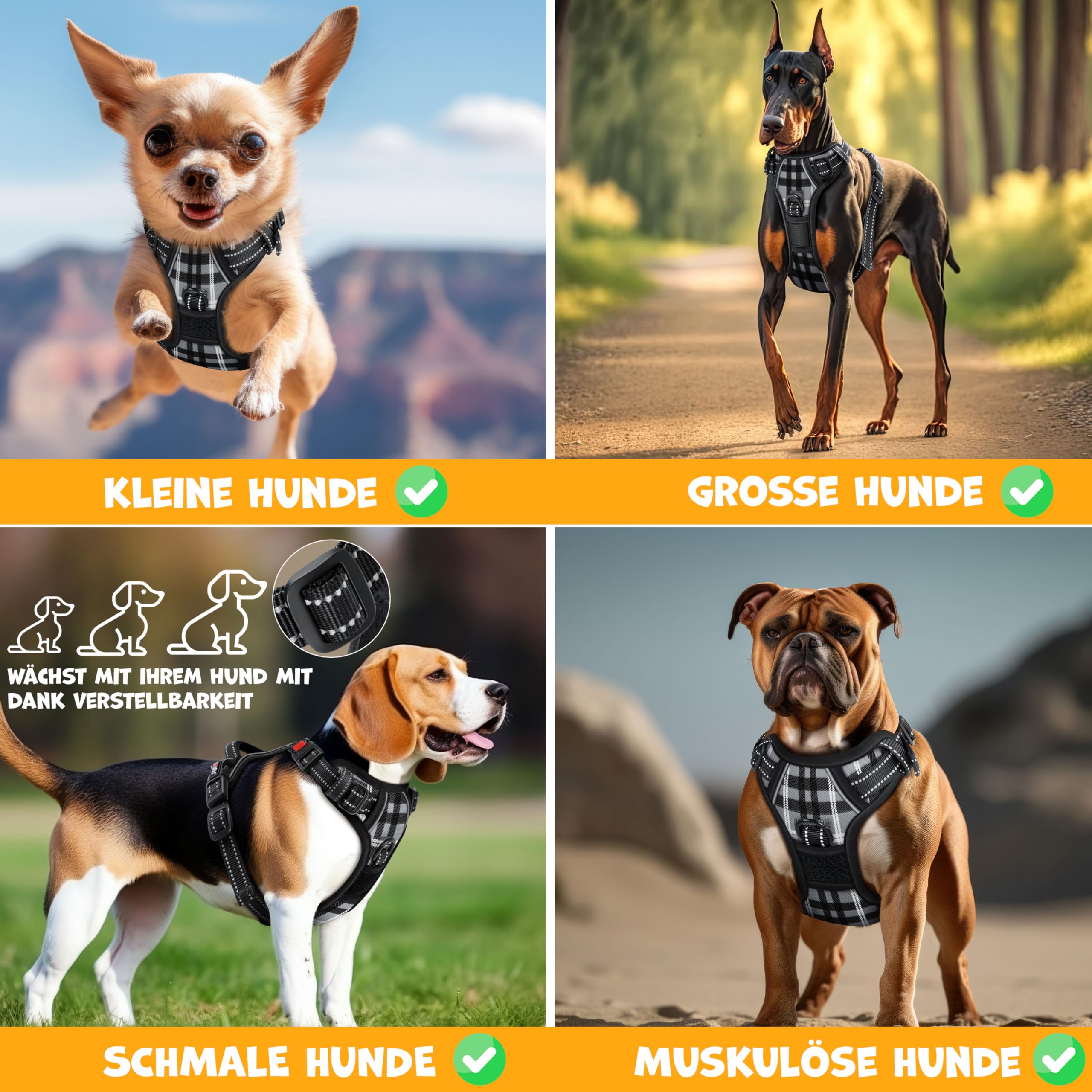 Harnais Chien Lovpet Réfléchissant Anti-Traction – Réglable XS à XL | Sacs Inclus
