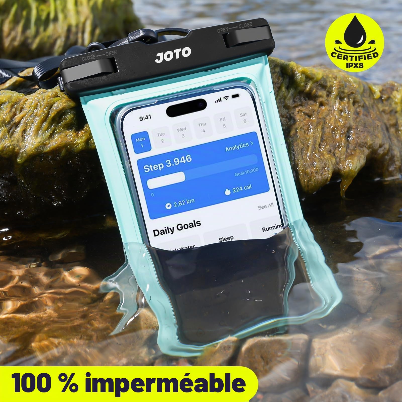 JOTO Pochette Étanche Smartphone IPX8 – Lot de 2, Compatible iPhone 17 à 11, Samsung Galaxy, Redmi, jusqu'à 7 Pouces