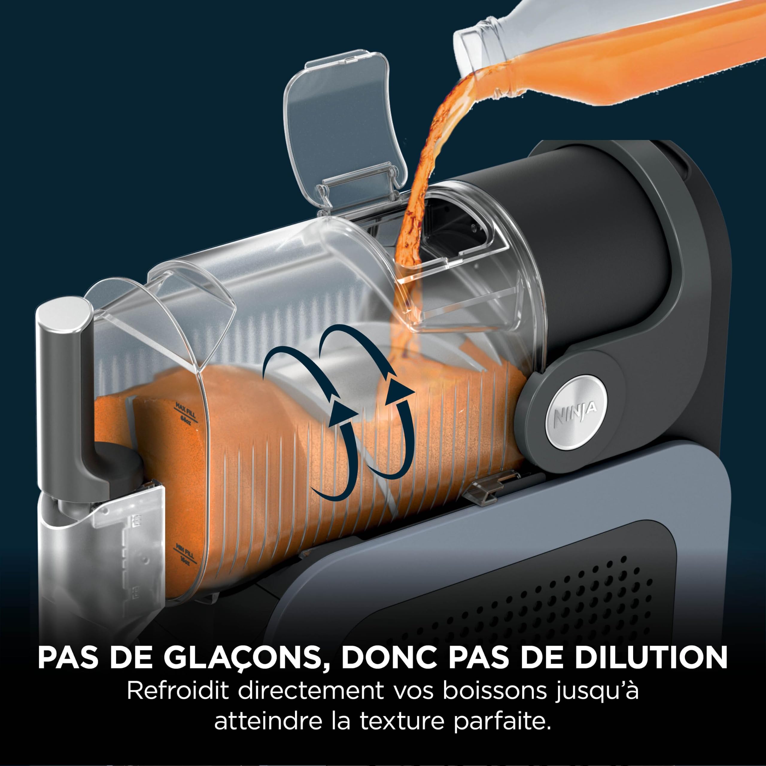 Ninja SLUSHi Machine à boissons glacées, granités, cocktails, frappés, milkshakes et jus glacés, vu sur TikTok, sans glace ni préparation requises, capacité 1,9 l, bleu et gris FS301EU