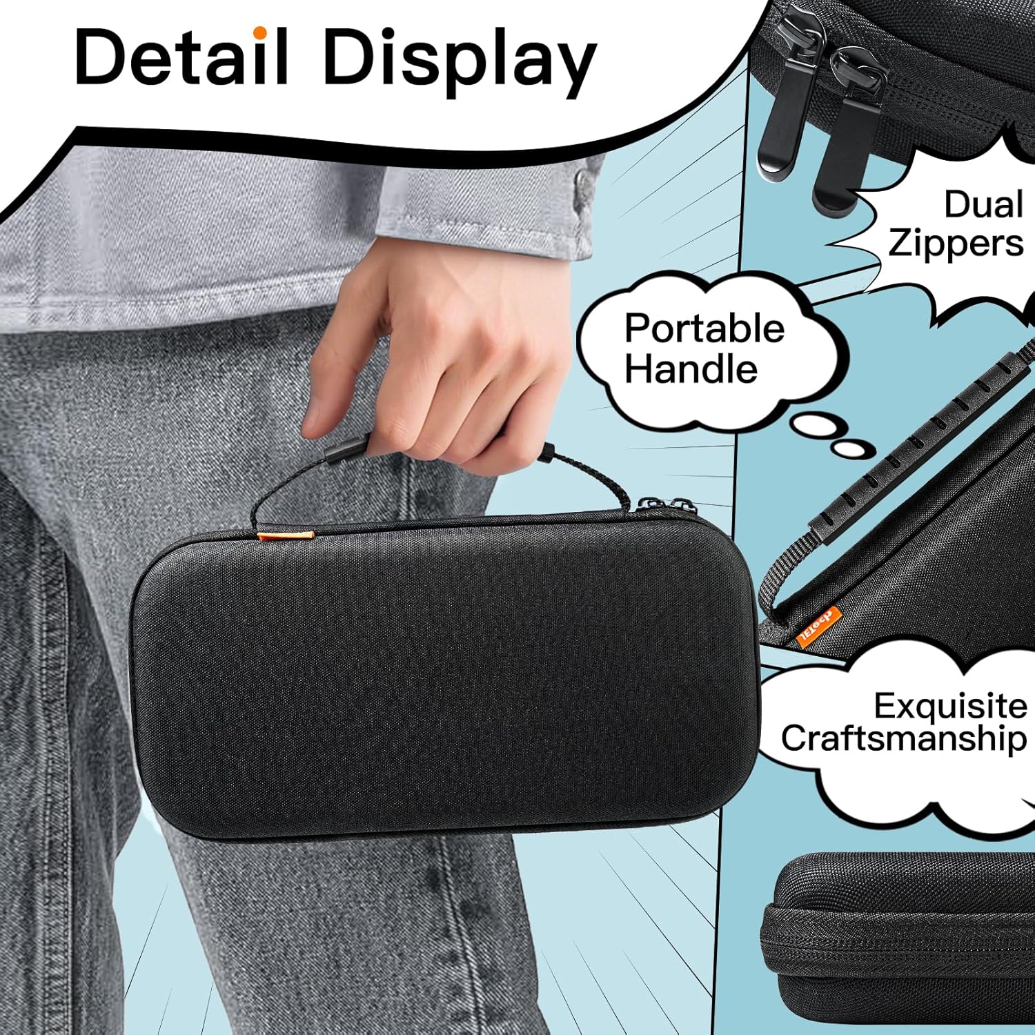 JETech Coque de Transport pour Nintendo Switch 2, Noir | Étui Rigide de Protection, 10 Emplacements pour Cartes de Jeu, Pochette pour Accessoires, Design de Voyage Léger