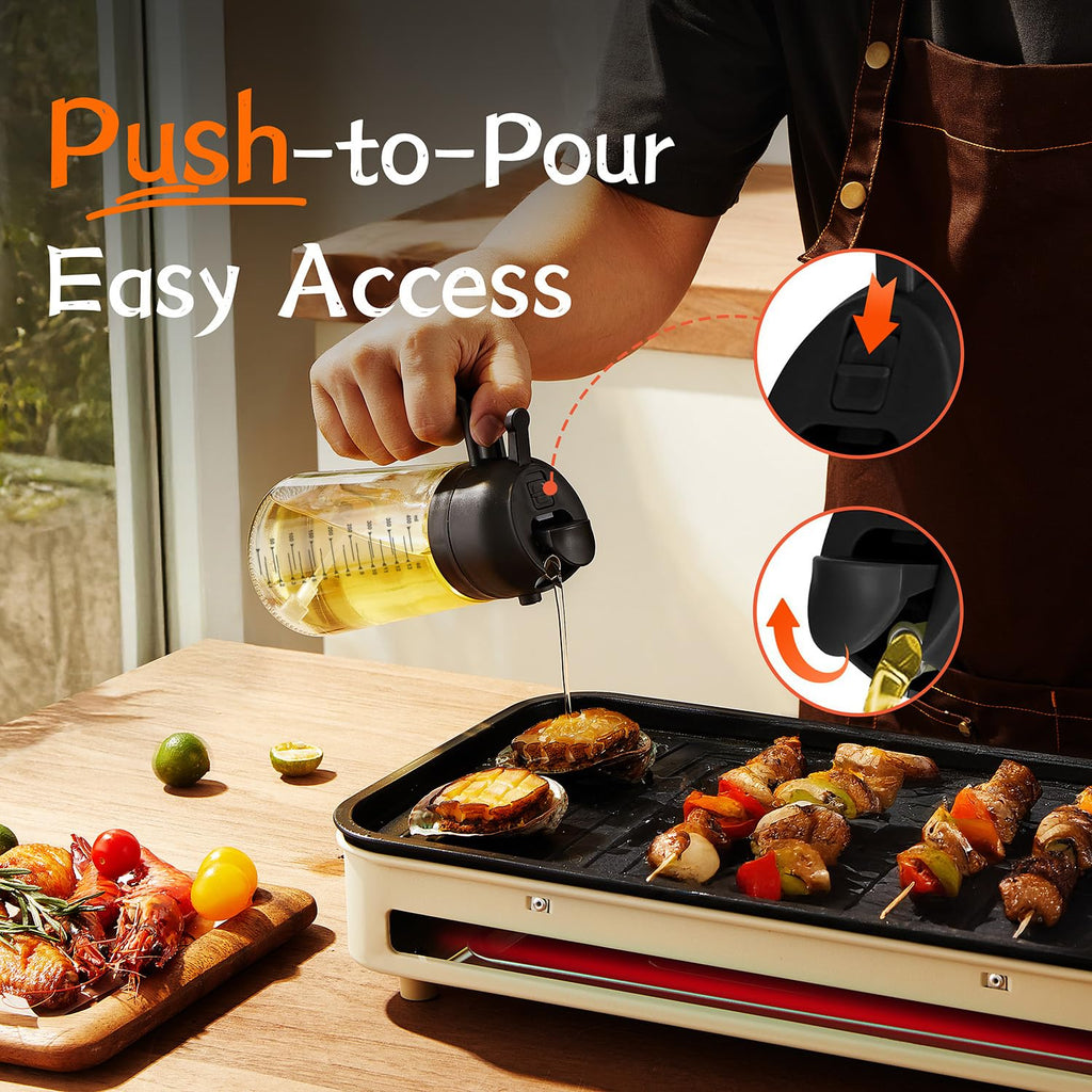 TrendPlain Vaporisateur Huile Cuisine 470ml – Spray 2-en-1 Air Fryer, Salades & Cuisson (Noir)