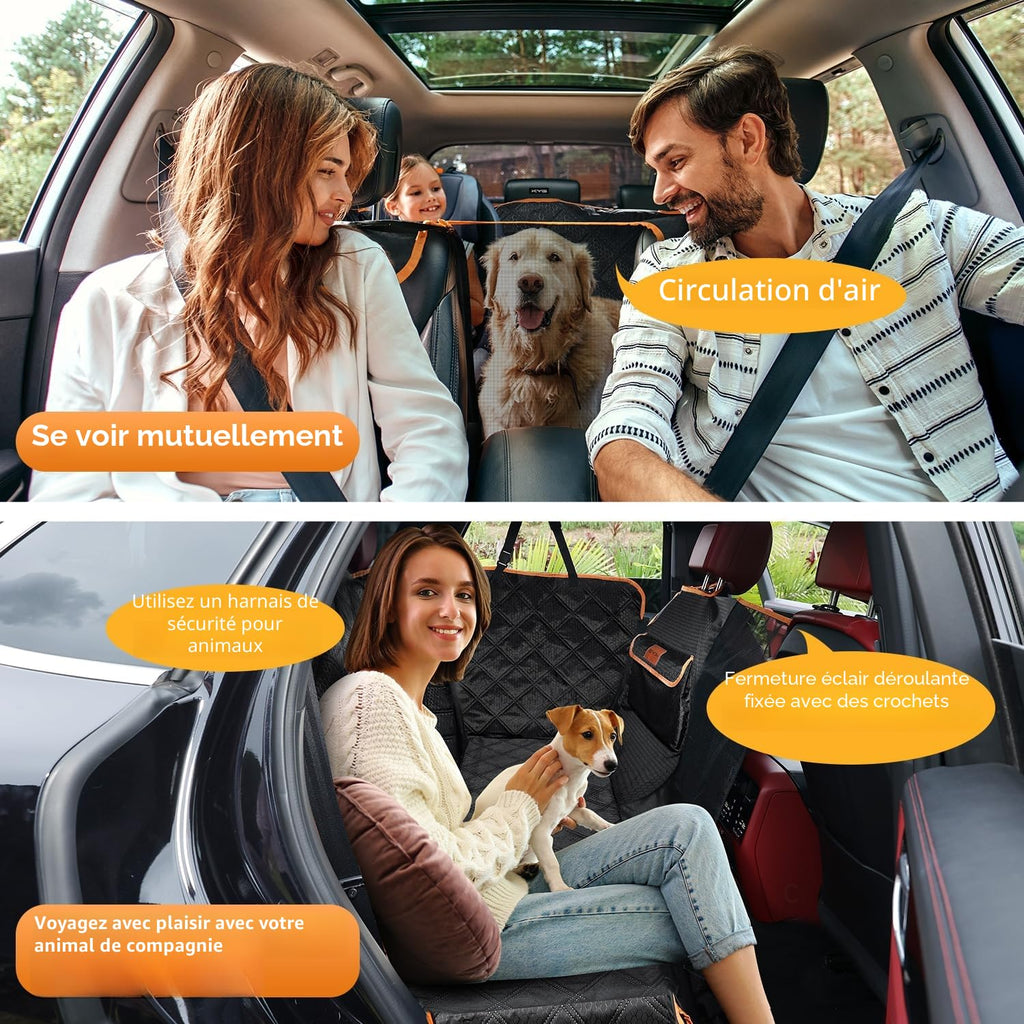KYG Housse de Siège d'auto pour Chien Banquette Arrière Antidérapant et Imperméable Mise à Niveau Matérielle avec Fenêtre de Visualisation Protection Coffre Universelle Voiture 135X148 cm Noir