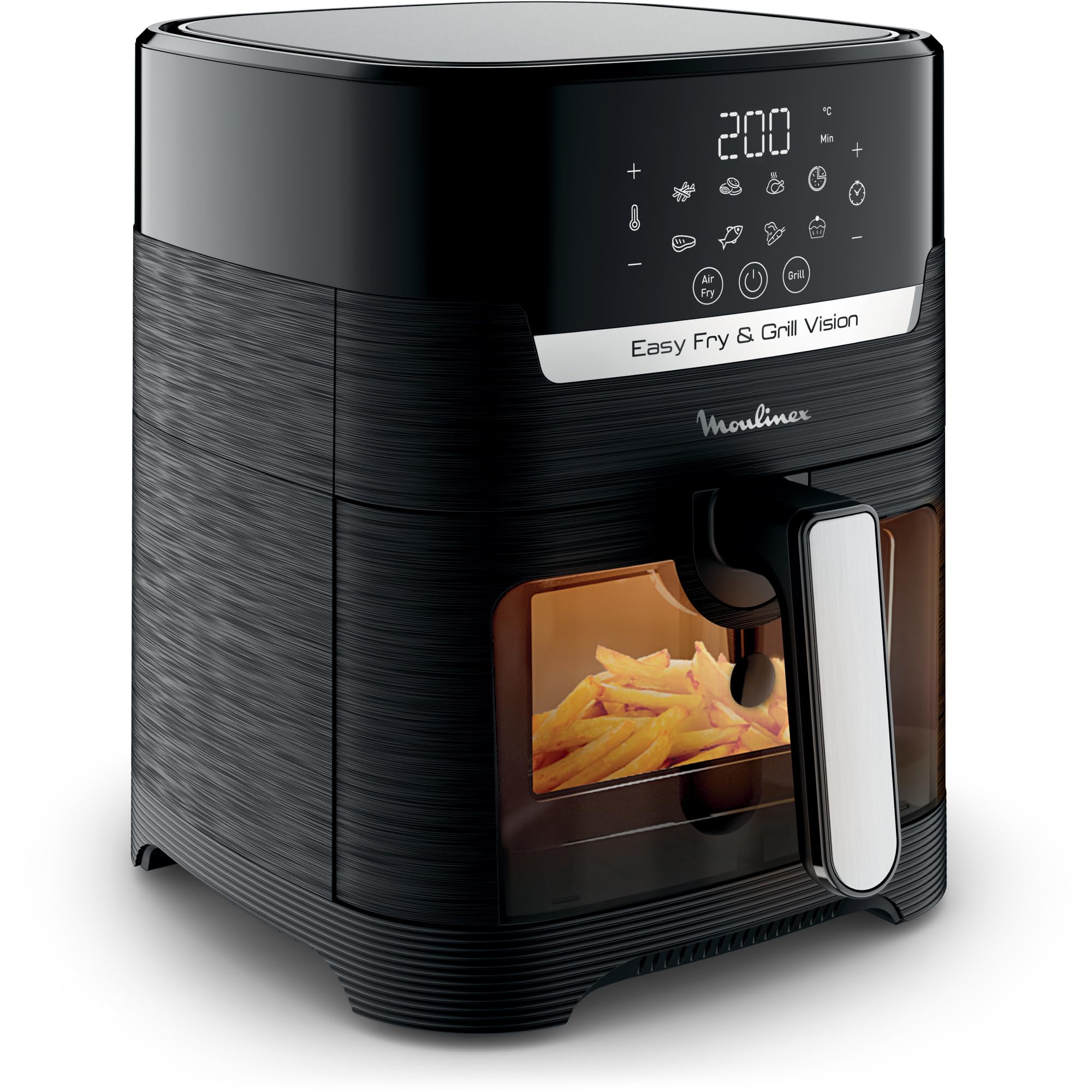 Moulinex Friteuse sans huile + Gril, Capacité XL 4,6L, Jusqu'à 6 personnes, 8 Programmes automatiques, Air Fryer, Ecran tactile digital, Température réglable, Easy Fry & Grill 2en1, EZ505810