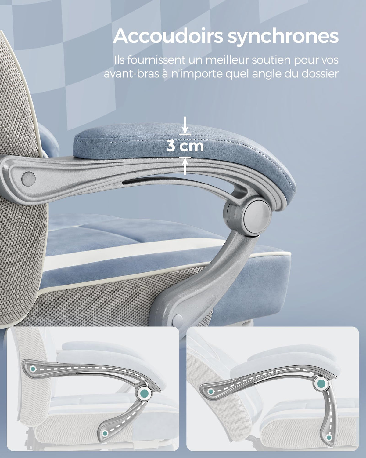 SONGMICS Fauteuil de Bureau Gaming OBG073B03 – Ergonomique, Repose-pieds, Appui-tête, 150 kg