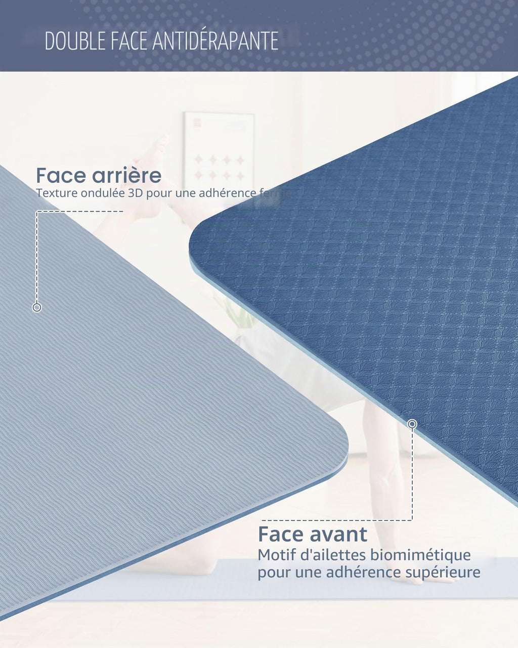 Good Nite Tapis de Yoga de Gymnastique de Exercice Fitness Tapis Fitness Antidérapant de Sport de Pilates avec Sangle de Transport 183 x 61 x 0,6 cm