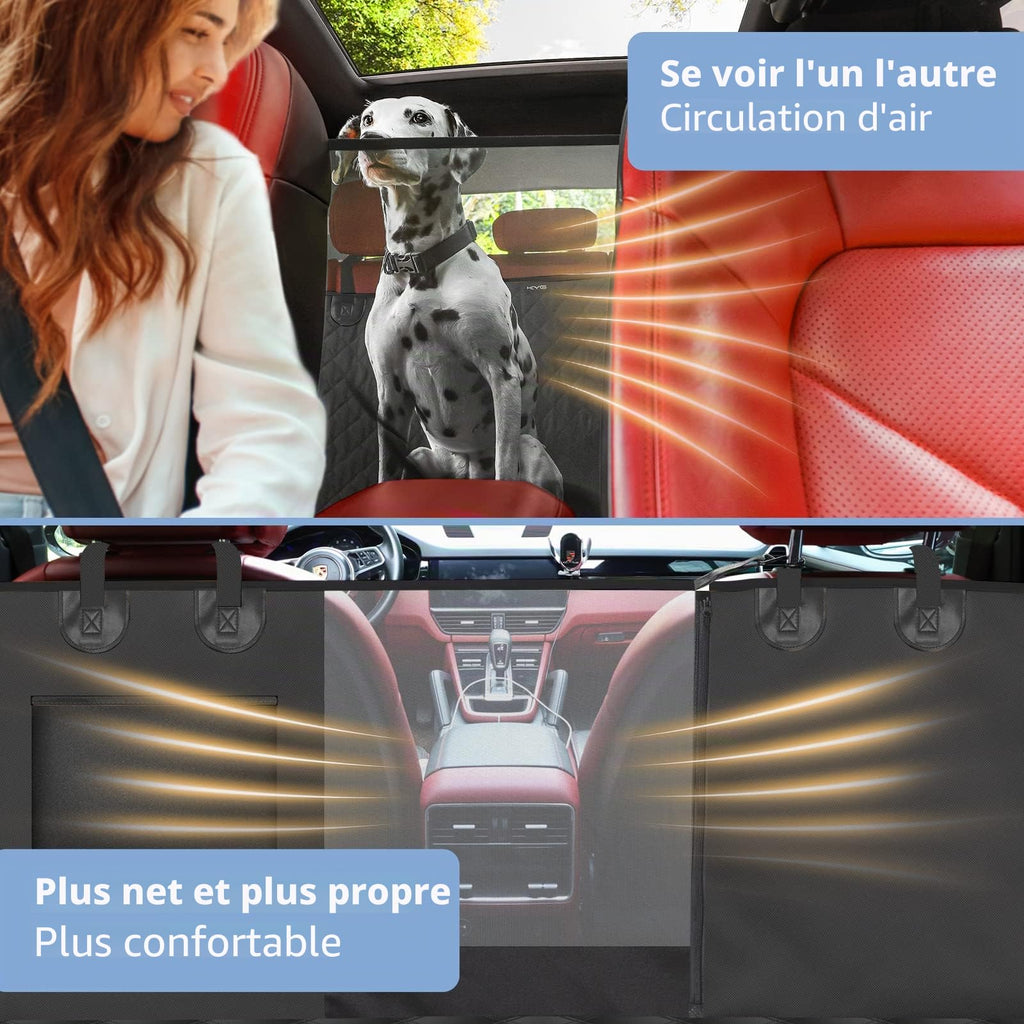 KYG Housse de Siège d'auto pour Chien Banquette Arrière Antidérapant et Imperméable Mise à Niveau Matérielle avec Fenêtre de Visualisation Protection Coffre Universelle Voiture 135X148 cm Noir