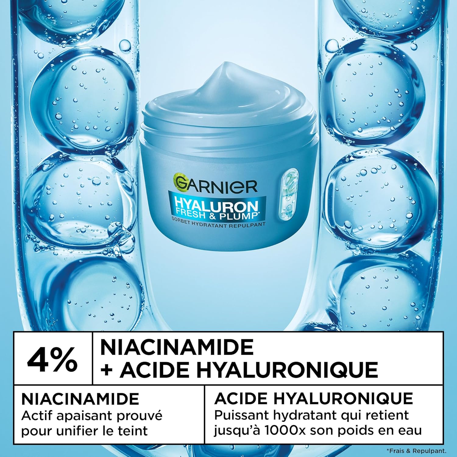 GARNIER SkinActive Hyaluron - Crème Sorbet Hydratante Repulpante Fresh & Plump 85ml - Acide Hyaluronique & Niacinamide