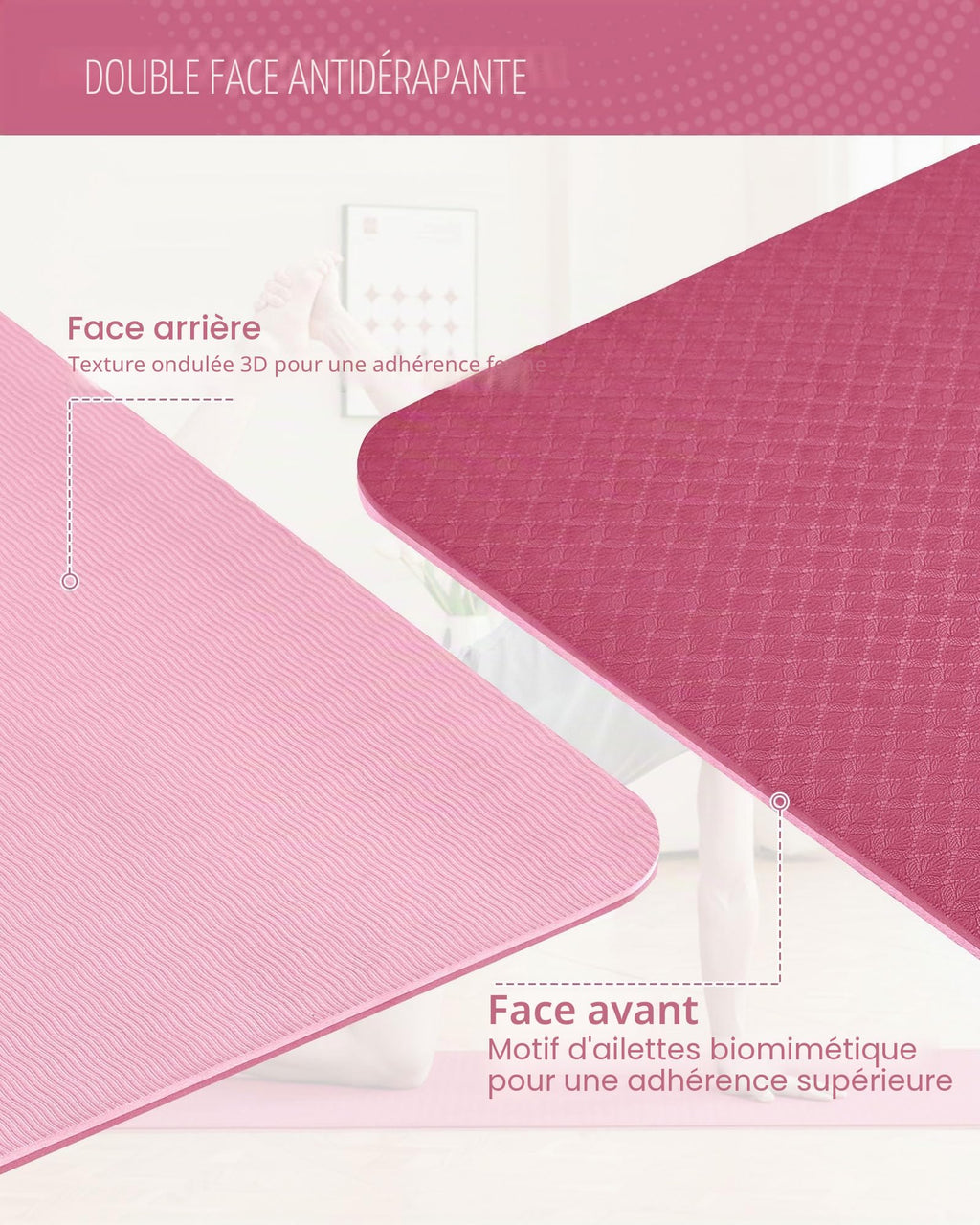 Good Nite Tapis de Yoga de Gymnastique de Exercice Fitness Tapis Fitness Antidérapant de Sport de Pilates avec Sangle de Transport 183 x 61 x 0,6 cm