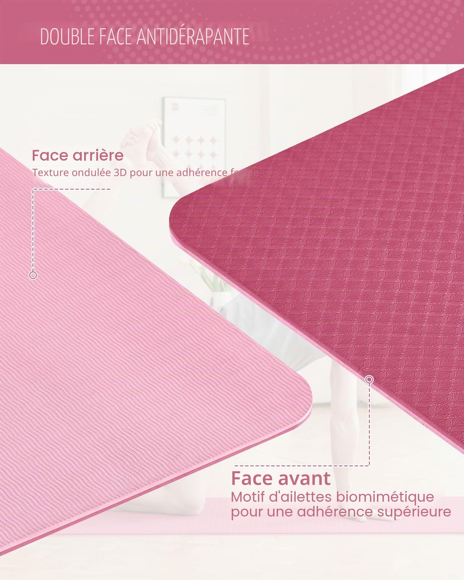 Good Nite Tapis de Yoga de Gymnastique de Exercice Fitness Tapis Fitness Antidérapant de Sport de Pilates avec Sangle de Transport 183 x 61 x 0,6 cm