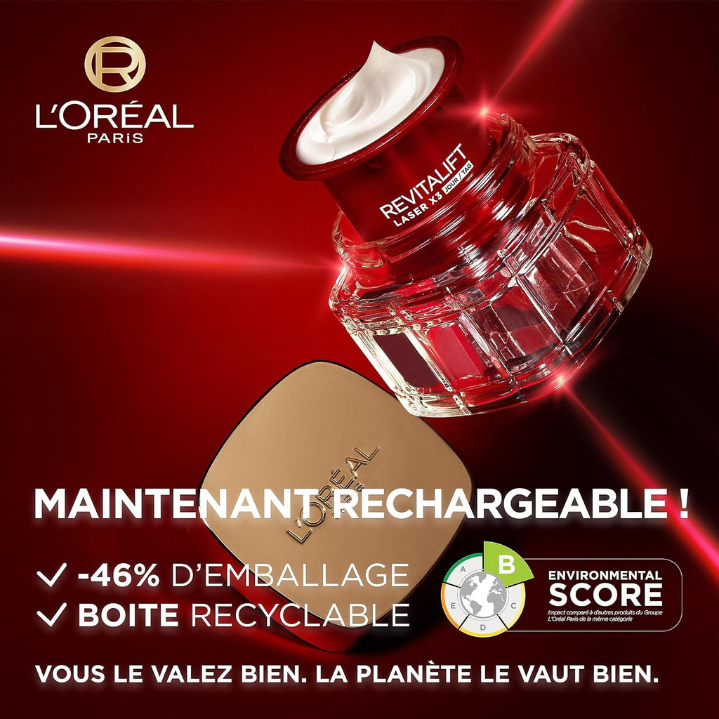 L'Oréal Paris Revitalift Laser X3 - Crème de Jour Anti-Âge FPS 25 - Acide Hyaluronique, Pro-Rétinol & Vitamine C - 50ml