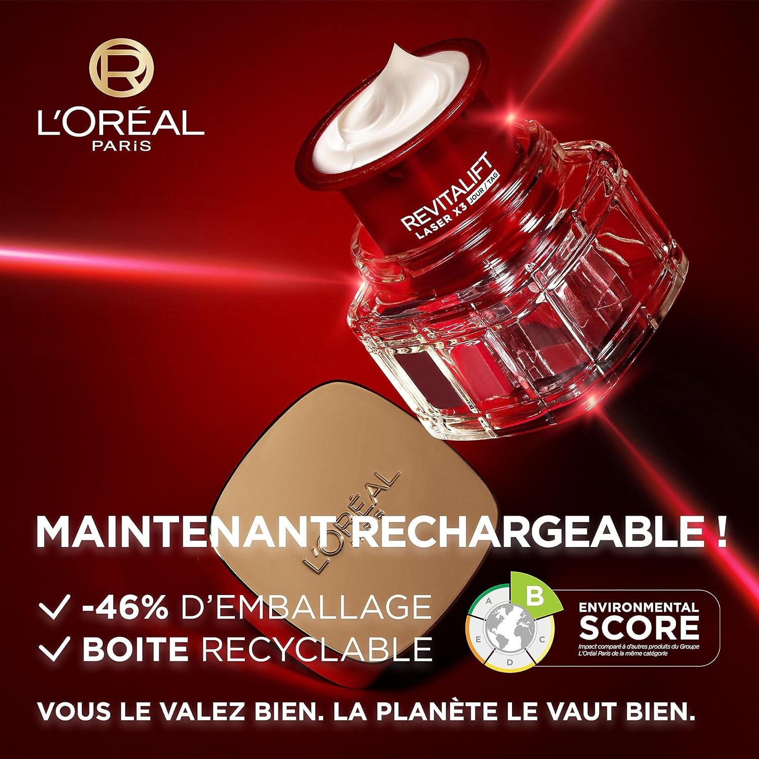 L'Oréal Paris Revitalift Laser X3 - Crème de Jour Anti-Âge FPS 25 - Acide Hyaluronique, Pro-Rétinol & Vitamine C - 50ml