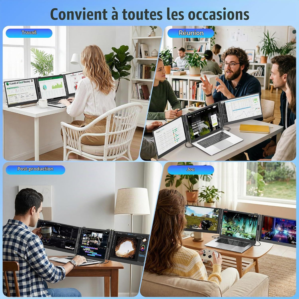 KEFEYA Écran Portable 14" – Extension Écran PC Triple & Double, FHD 1080P 100% sRGB, Plug & Play – Windows, Mac, Android, Switch, PS5