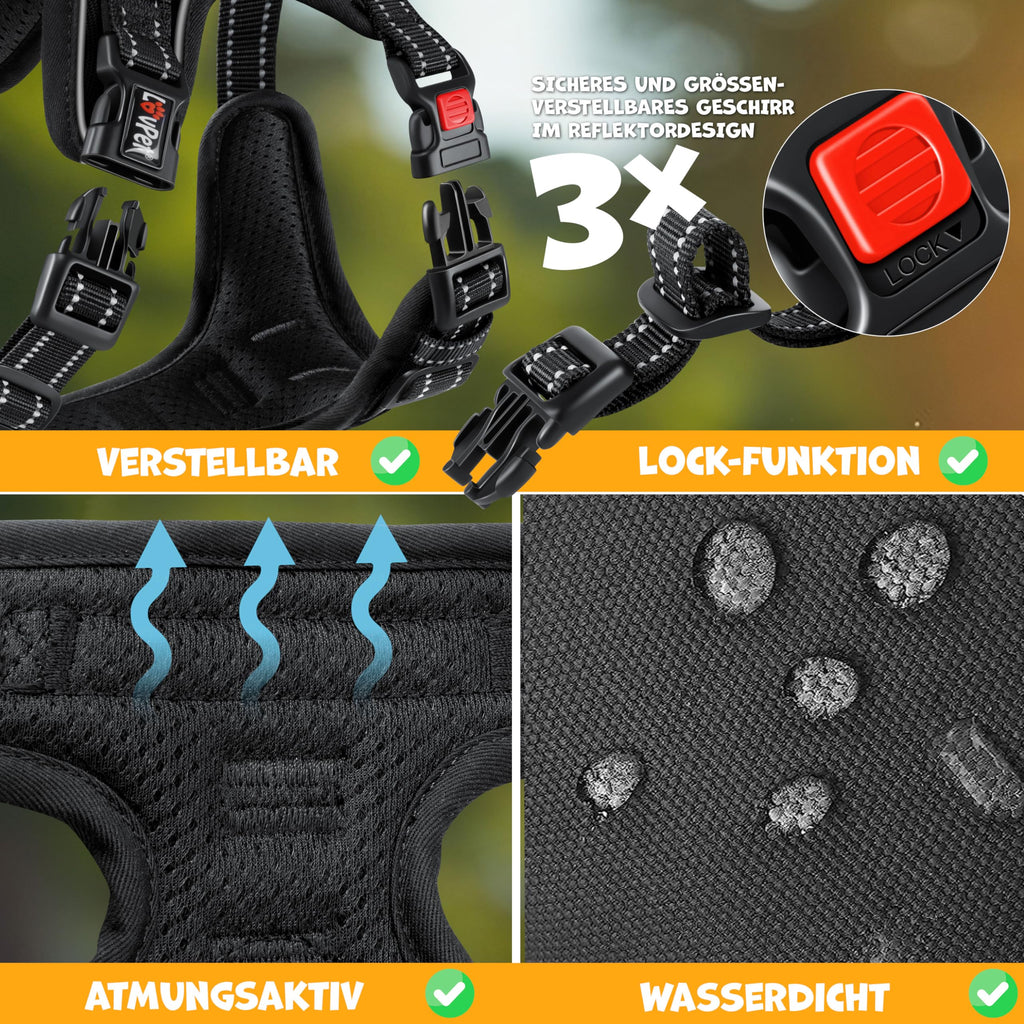 Harnais Chien Lovpet Réfléchissant Anti-Traction – Réglable XS à XL | Sacs Inclus