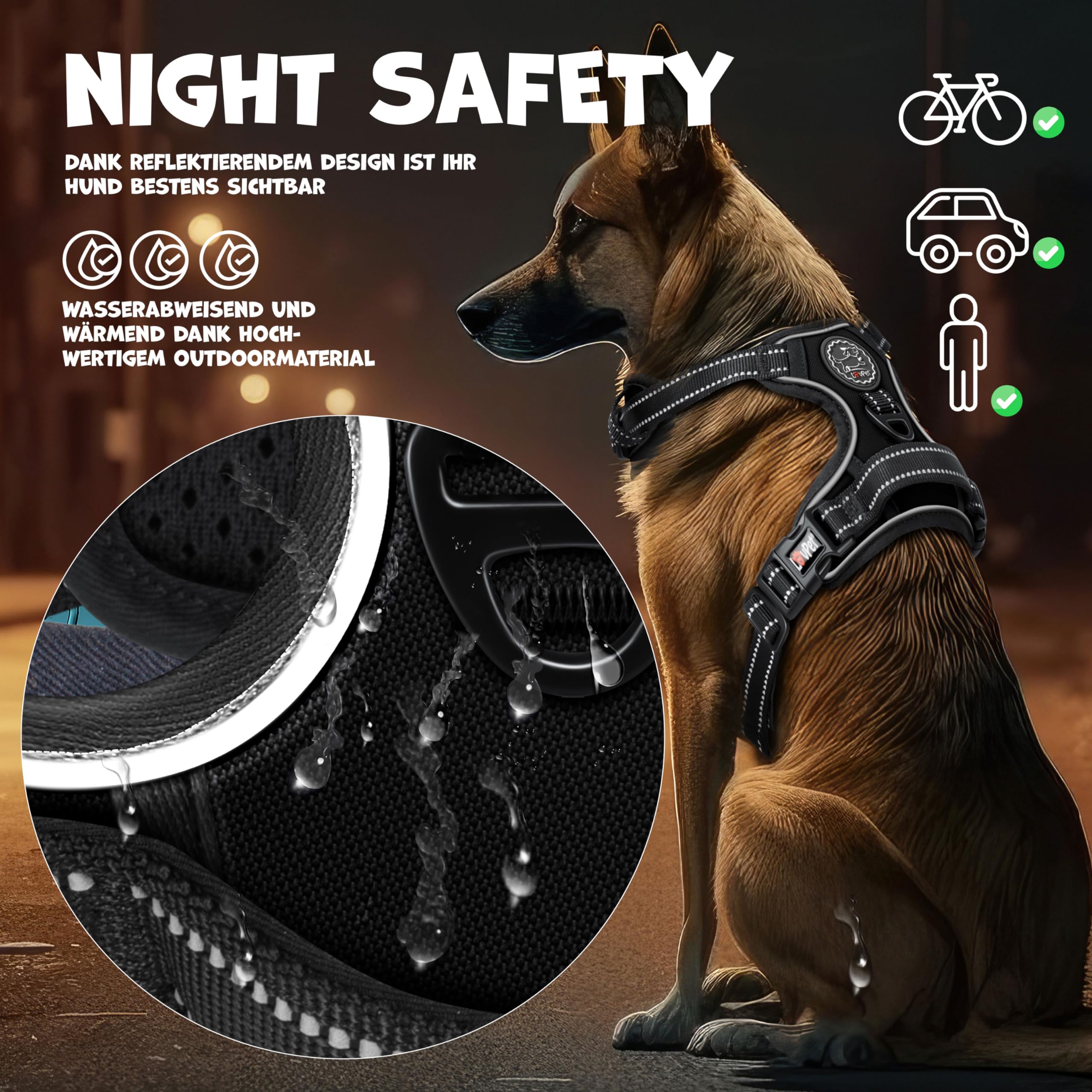 Harnais Chien Lovpet Réfléchissant Anti-Traction – Réglable XS à XL | Sacs Inclus