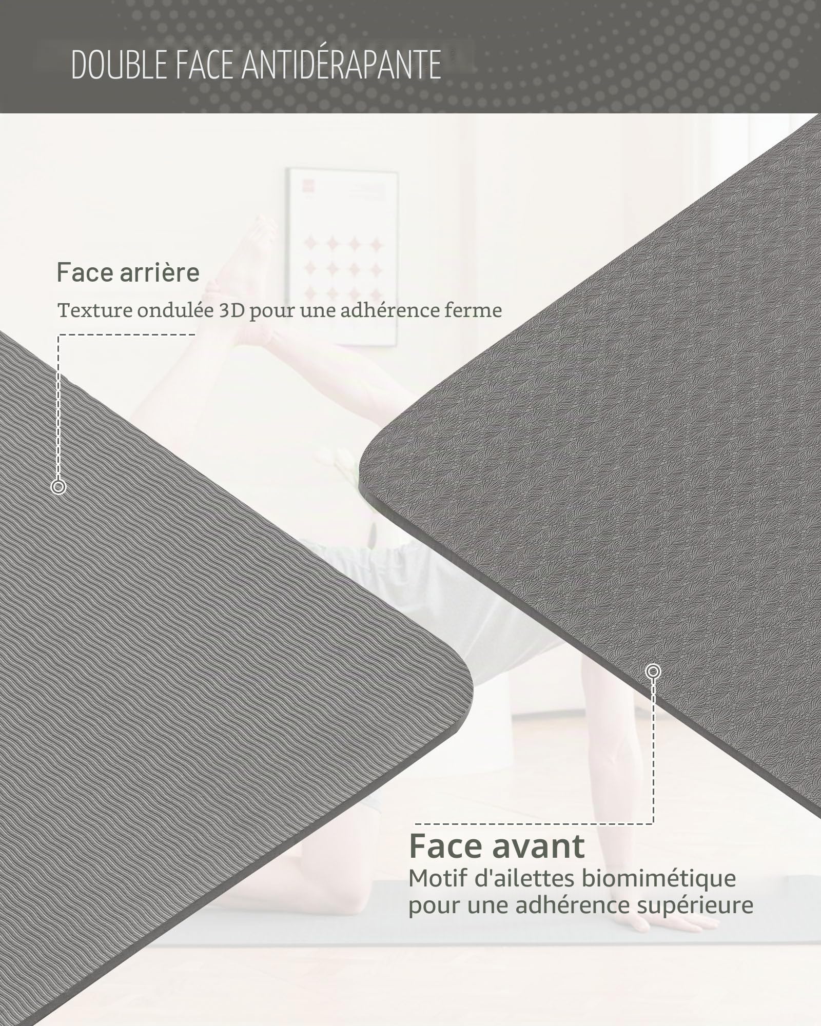 Good Nite Tapis de Yoga de Gymnastique de Exercice Fitness Tapis Fitness Antidérapant de Sport de Pilates avec Sangle de Transport 183 x 61 x 0,6 cm