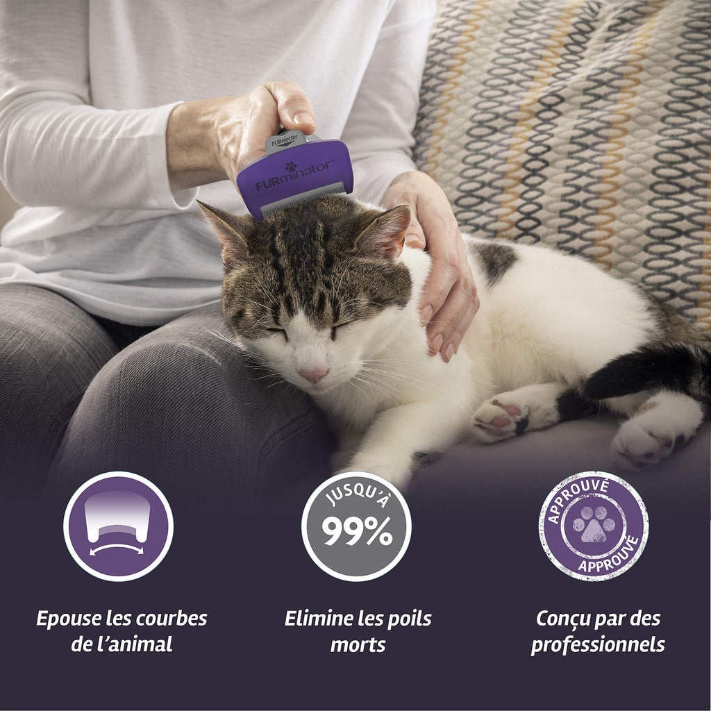 Brosse FURminator Chat Poils Longs Grande Taille – -90% Poils Morts | Sans Bisphénol A