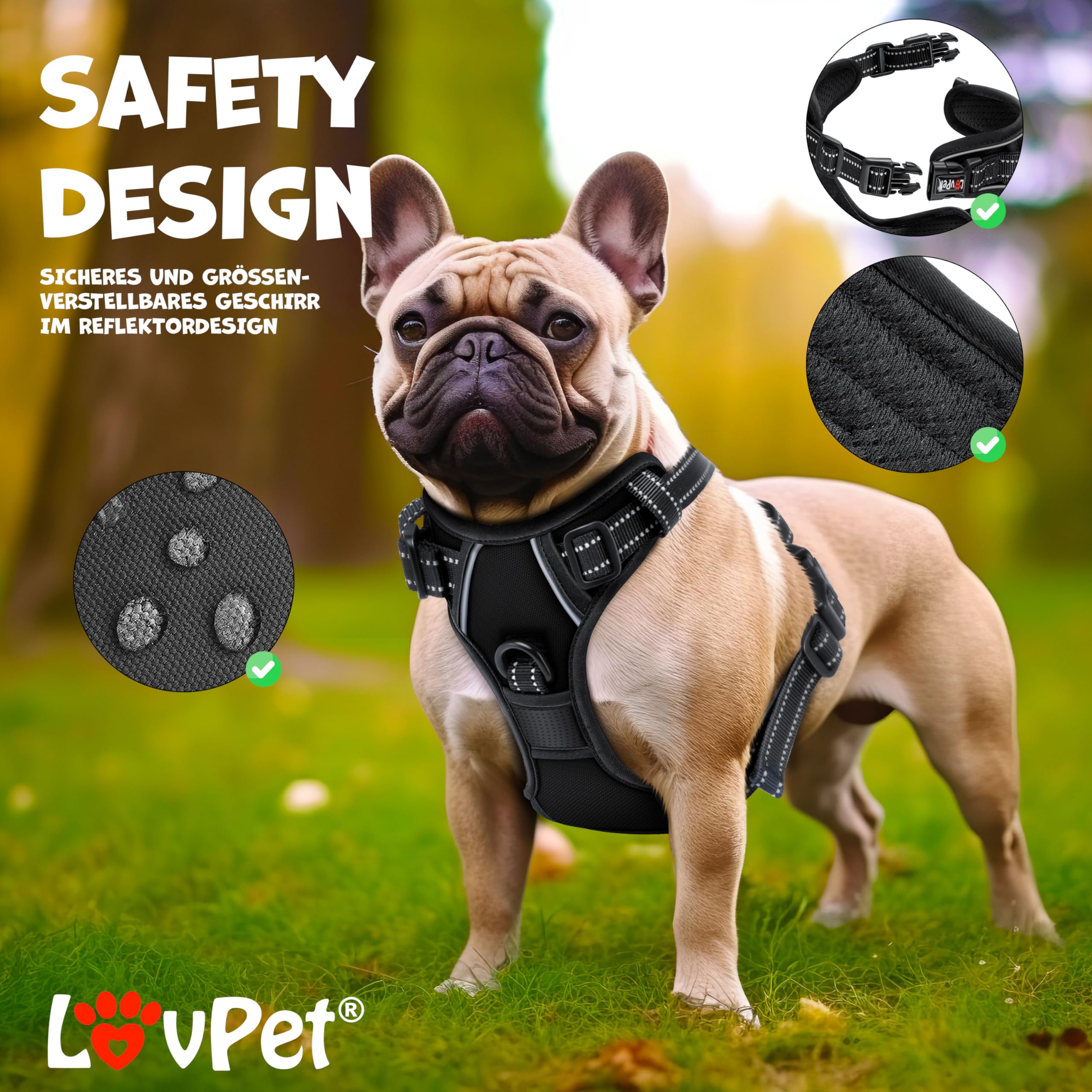 Harnais Chien Lovpet Réfléchissant Anti-Traction – Réglable XS à XL | Sacs Inclus