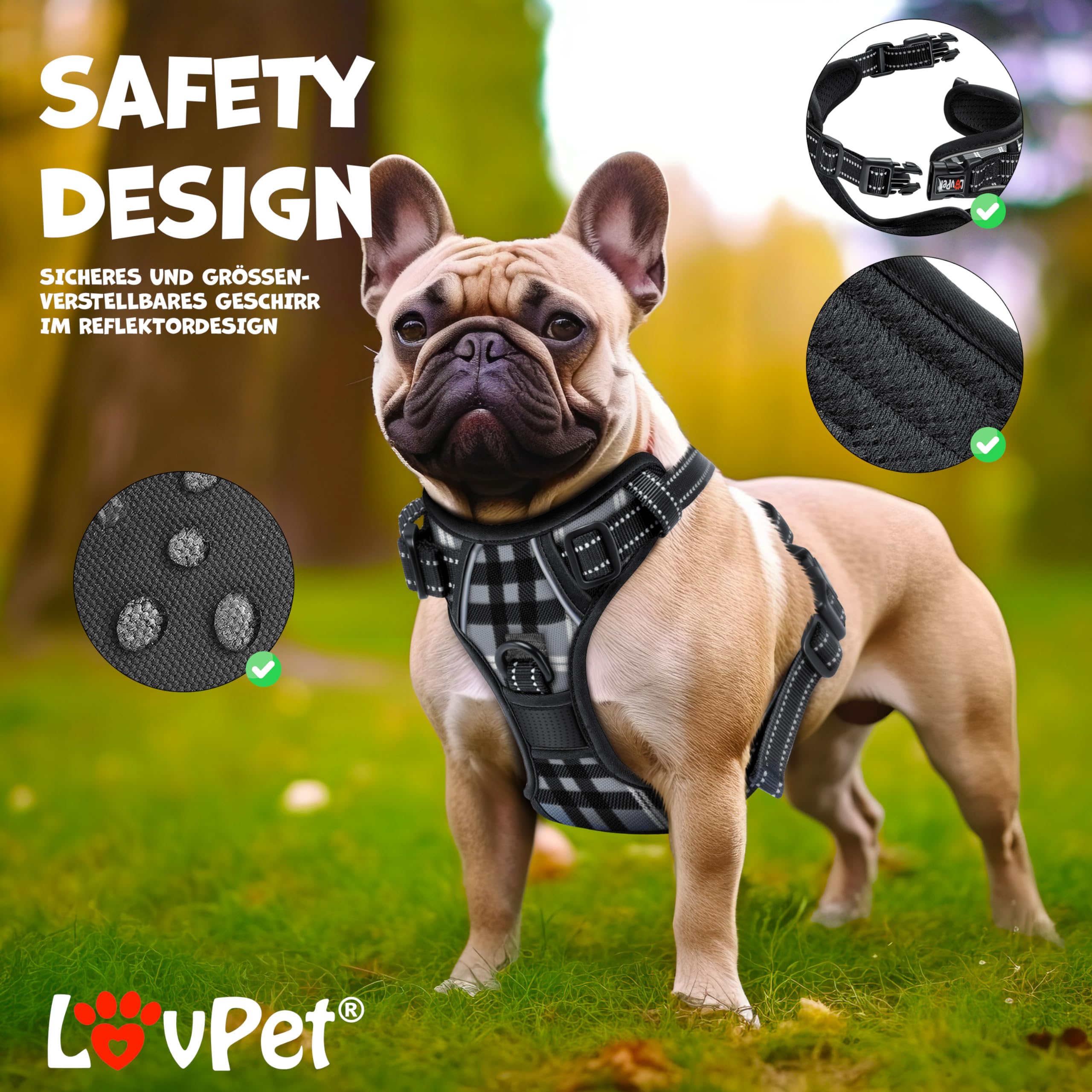 Harnais Chien Lovpet Réfléchissant Anti-Traction – Réglable XS à XL | Sacs Inclus