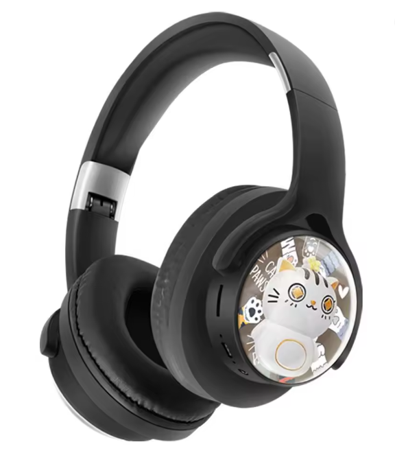 Casque Bluetooth Enfant Rose,Bleu & Blanc – Design Chat Mignon – Sans Fil – Confortable & Léger