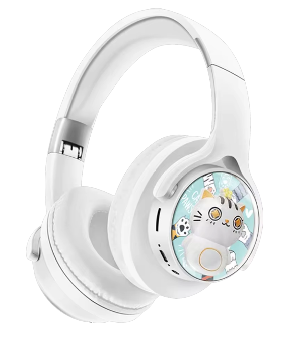 Casque Bluetooth Enfant Rose,Bleu & Blanc – Design Chat Mignon – Sans Fil – Confortable & Léger