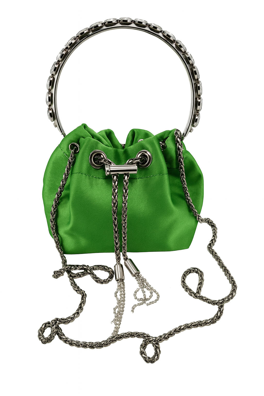 Sac Soirée Femme Vert Émeraude – Sac Bourse Élégant avec Chaîne et Poignée Strass