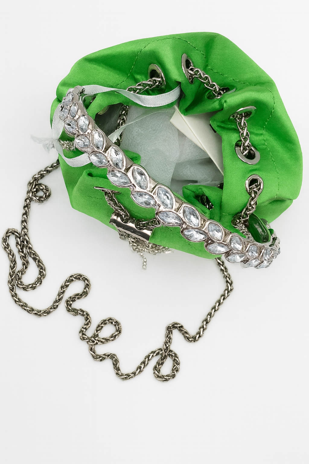 Sac Soirée Femme Vert Émeraude – Sac Bourse Élégant avec Chaîne et Poignée Strass