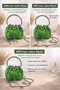 Sac Soirée Femme Vert Émeraude – Sac Bourse Élégant avec Chaîne et Poignée Strass