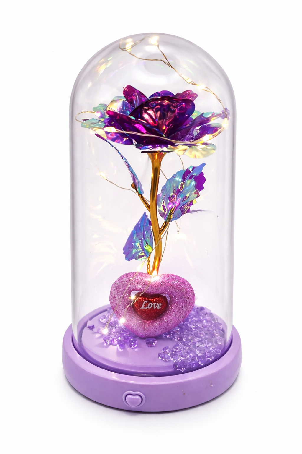 Rose Éternelle Lumineuse avec Musique – Fleur LED Multicolore sous Cloche – Décoration Romantique – Cadeau Saint-Valentin, Anniversaire, Femme
