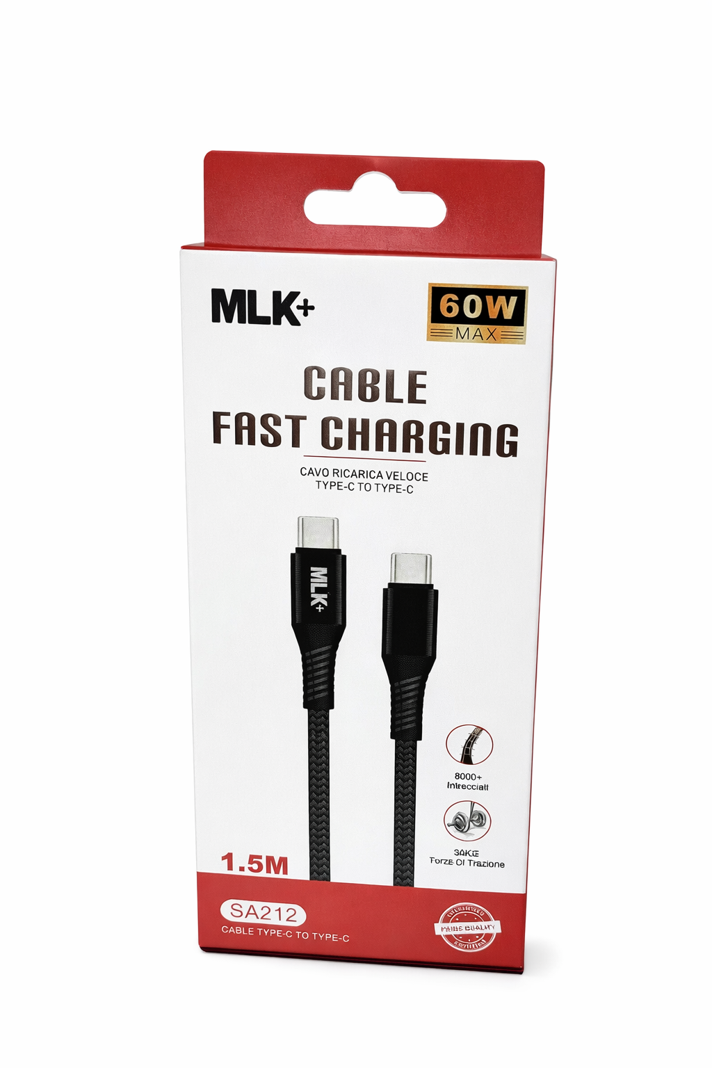 MLK+ Câble USB-C vers USB-C 60W Charge Rapide PD – Nylon Tressé Résistant – Compatible iPhone 15, Samsung, MacBook – 1.5M