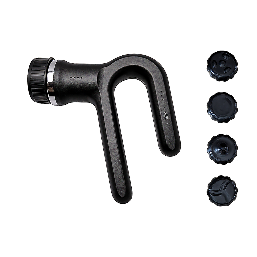 Pistolet de Massage Musculaire Sans Fil Rechargeable USB-C 5V, Massageur Percussif avec 4 Têtes Interchangeables, Poignée Ergonomique, Détente & Récupération Sportive, Dos Nuque Jambes