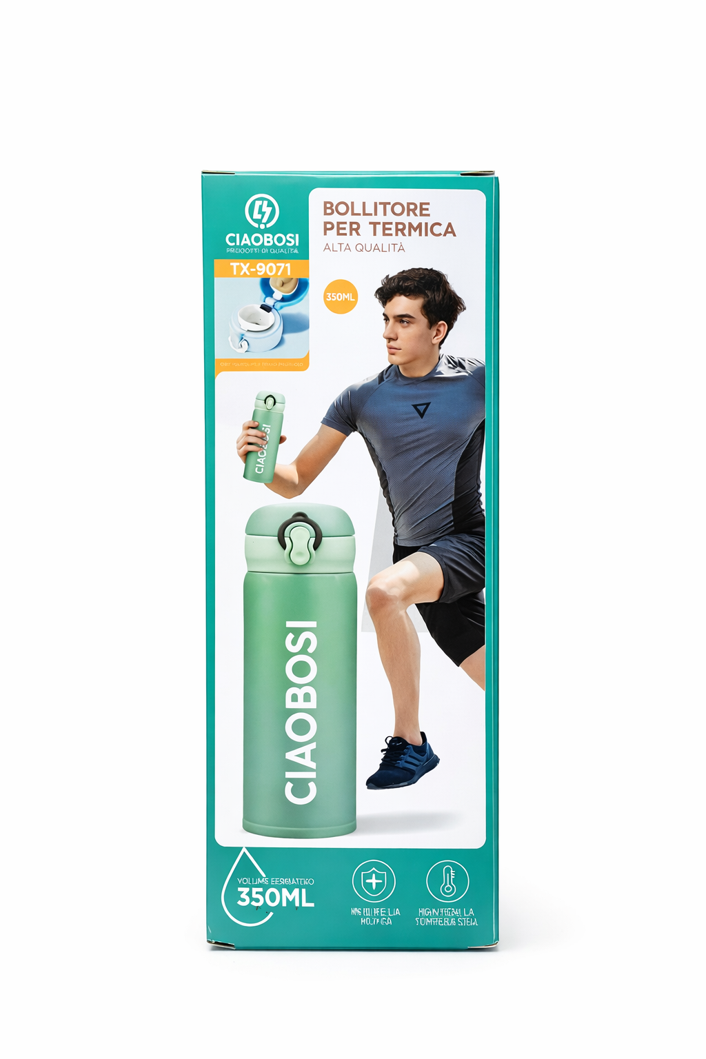 CIAOBOSI Gourde Isotherme Sport Inox 18/8 – Bouteille Thermique Étanche TX-9071 – Garde Froid 24h / Chaud 12h – Ouverture 1 Main – Gourde Portable pour Sport, Bureau, Voyage