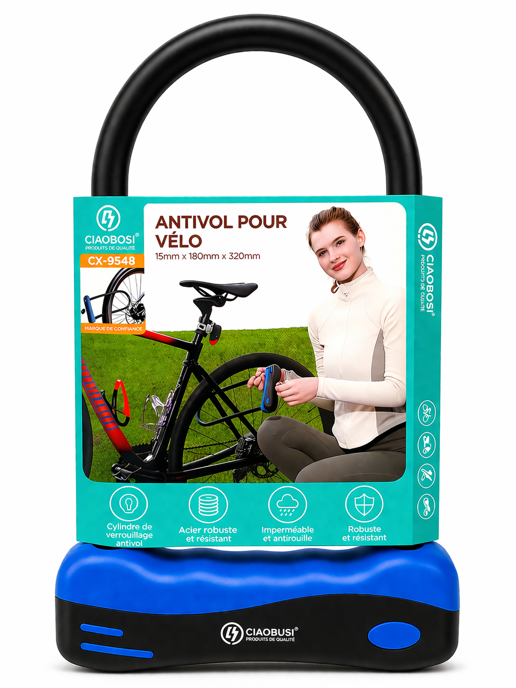 Antivol Vélo U Haute Sécurité – Acier Renforcé – 2 Clés Incluses – Antivol Vélo, Moto, Trottinette – Résistant à l’Eau et à la Rouille