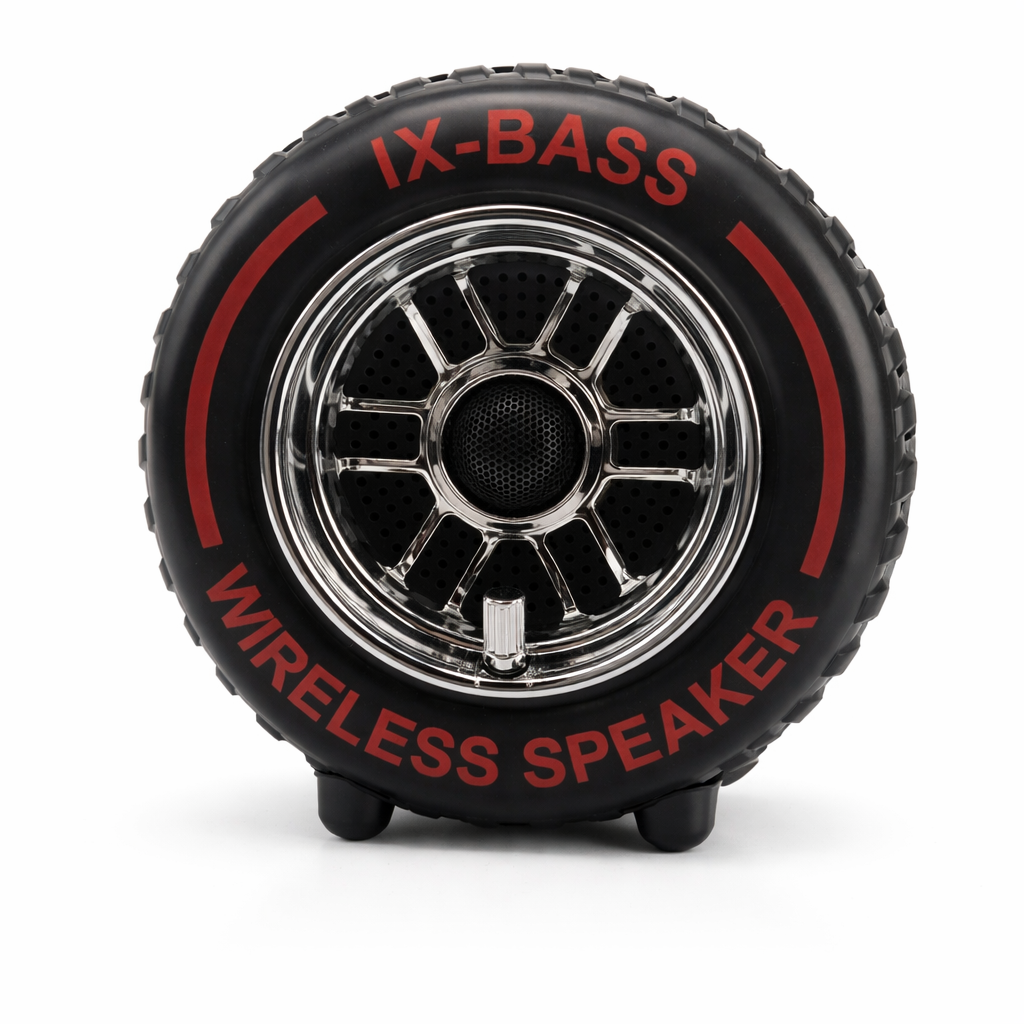 Enceinte Bluetooth Sans Fil IX-BASS ZQS-779 en Forme de Pneu – Basses Puissantes, Bluetooth 5.0, Longue Autonomie, Haut-Parleur Portable pour Maison, Voiture, Extérieur