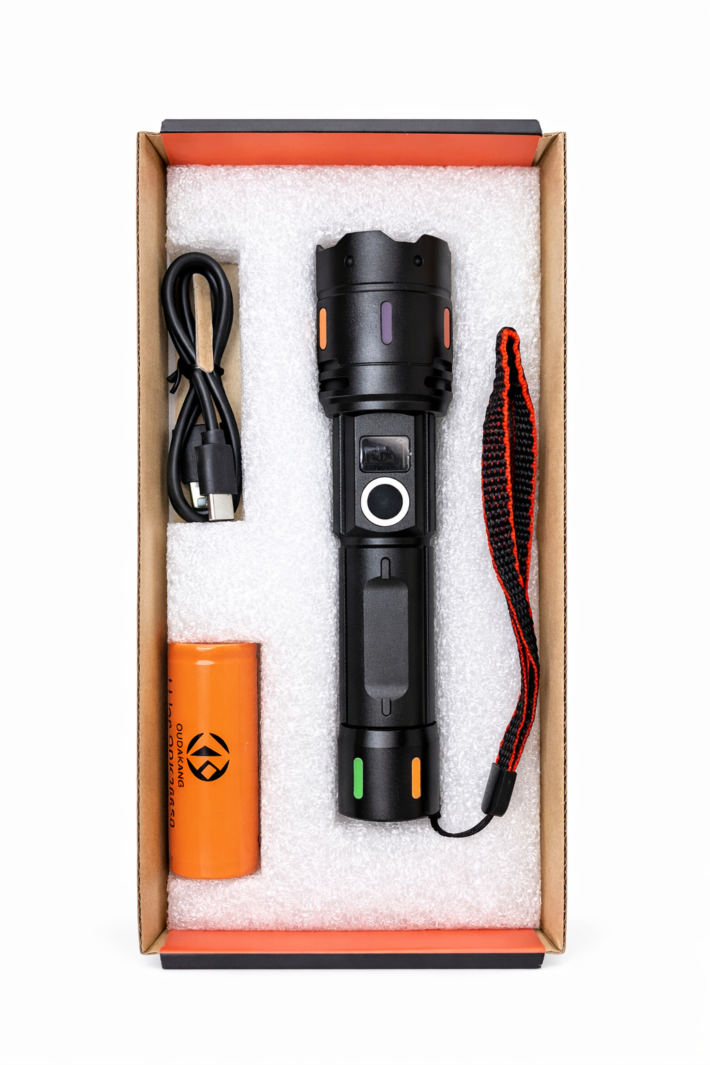 Lampe Torche LED Ultra Puissante Rechargeable USB-C, Zoom Ajustable, Batterie 18650 Incluse, Lampe Tactique Aluminium Haute Luminosité, Idéale Camping, Randonnée, Urgence, Maison et Voiture