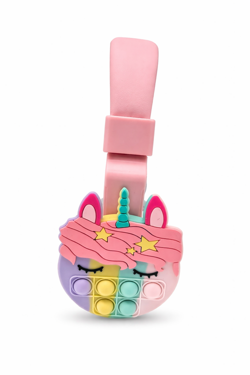 Casque Bluetooth Enfant Licorne Pop It – Rose Premium – Arceau Réglable – Batterie 200mAh – Charge USB