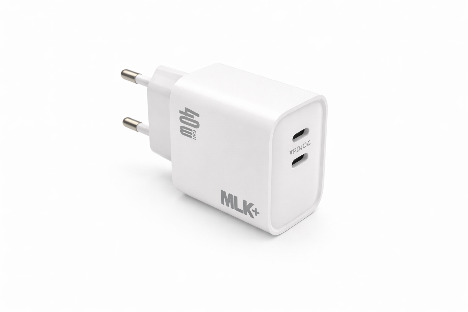 MLK+ Chargeur Rapide USB-C 40W – Double Port USB-C PD – Adaptateur Secteur Compact avec Câble USB-C 50W 1 m – Smartphone, Tablette