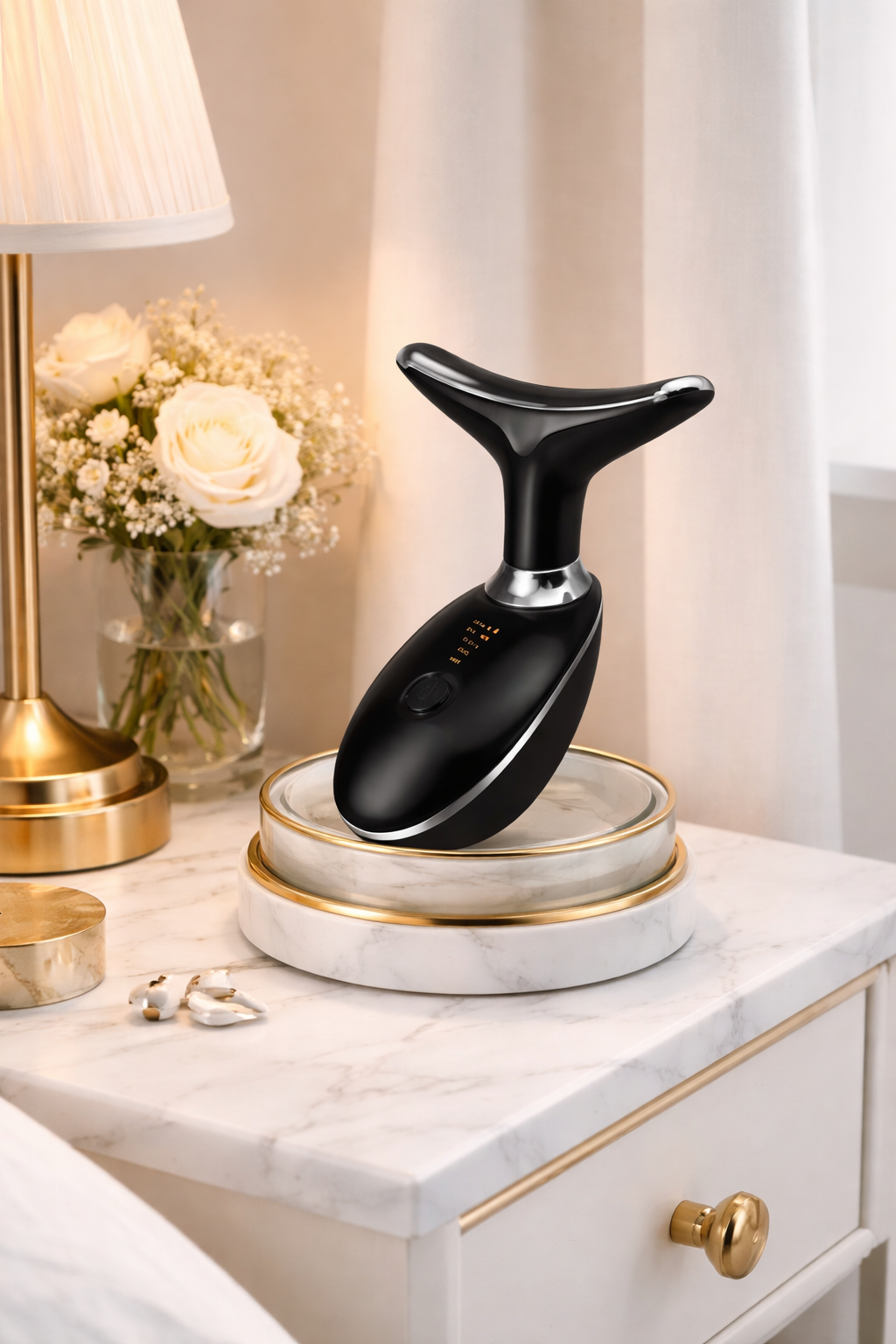 Appareil de Massage LED Cou & Visage – Anti-Âge avec Lumière Rouge, Bleue et Verte – Appareil Liftant pour Raffermir la Peau, Réduire les Rides et Améliorer l’Absorption des Soins