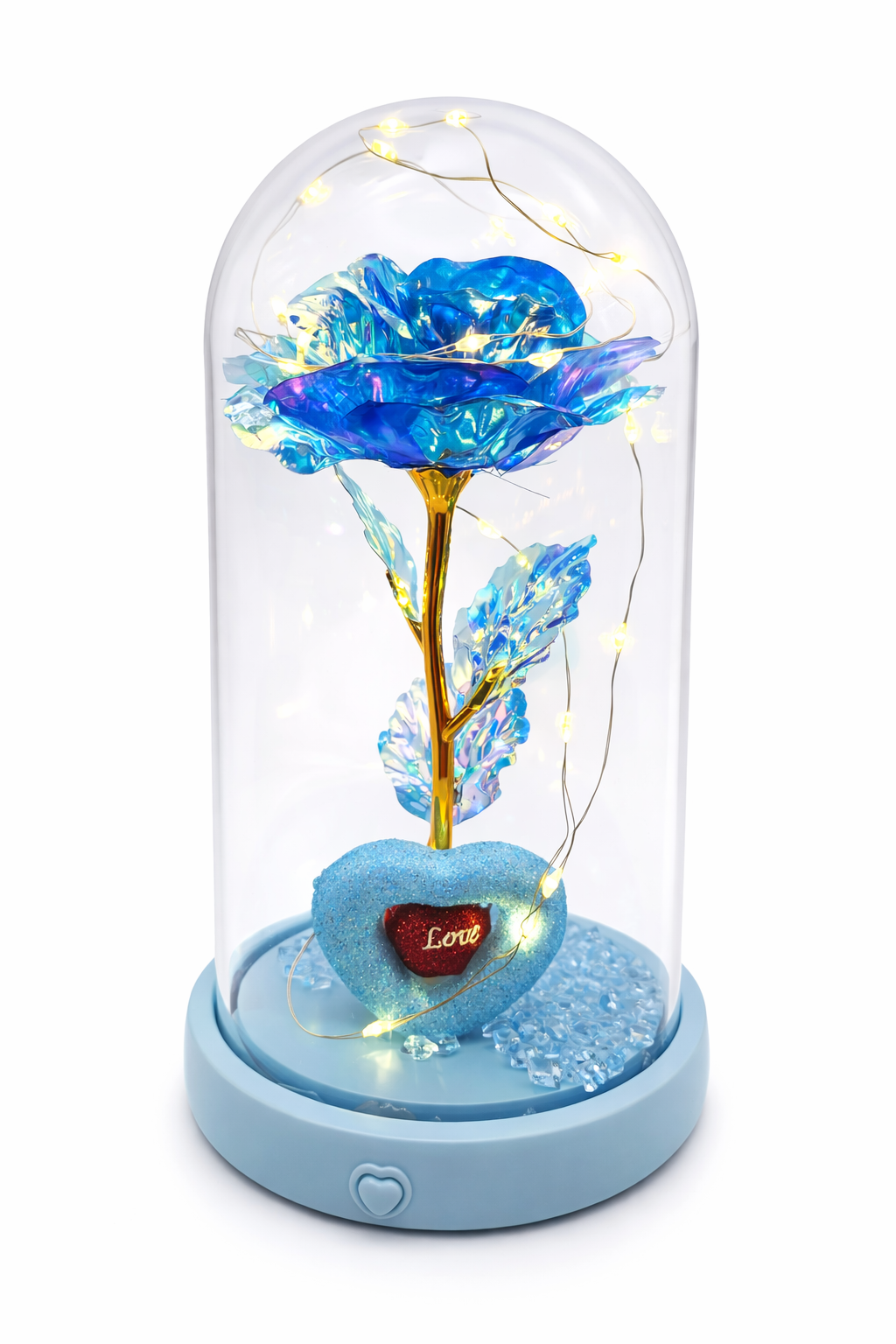 Rose Éternelle Lumineuse avec Musique – Fleur LED Multicolore sous Cloche – Décoration Romantique – Cadeau Saint-Valentin, Anniversaire, Femme
