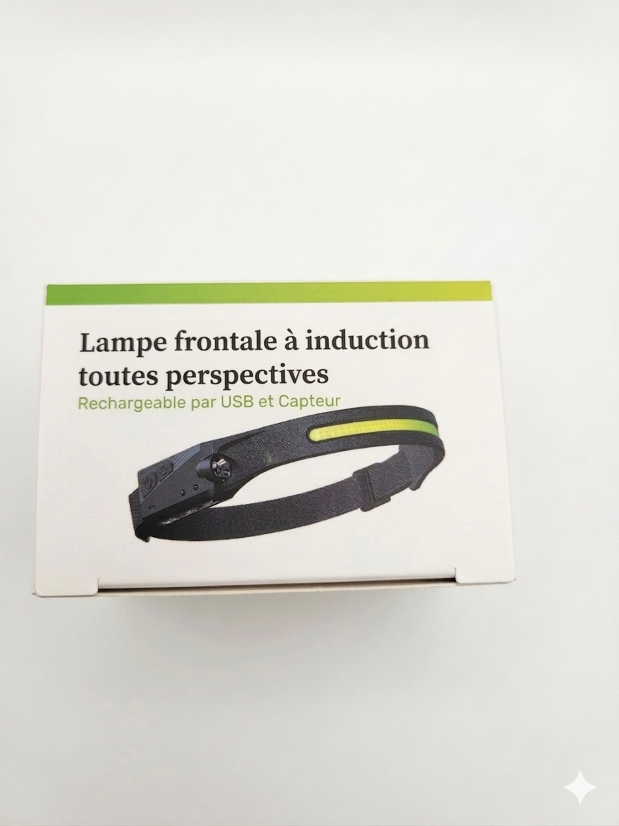 Lampe Frontale LED Rechargeable USB avec Capteur de Mouvement – 350 Lumens, 5 Modes d’Éclairage COB + XPE, Bandeau Ajustable – Lampe Frontale pour Bricolage, Camping, Running, Randonnée