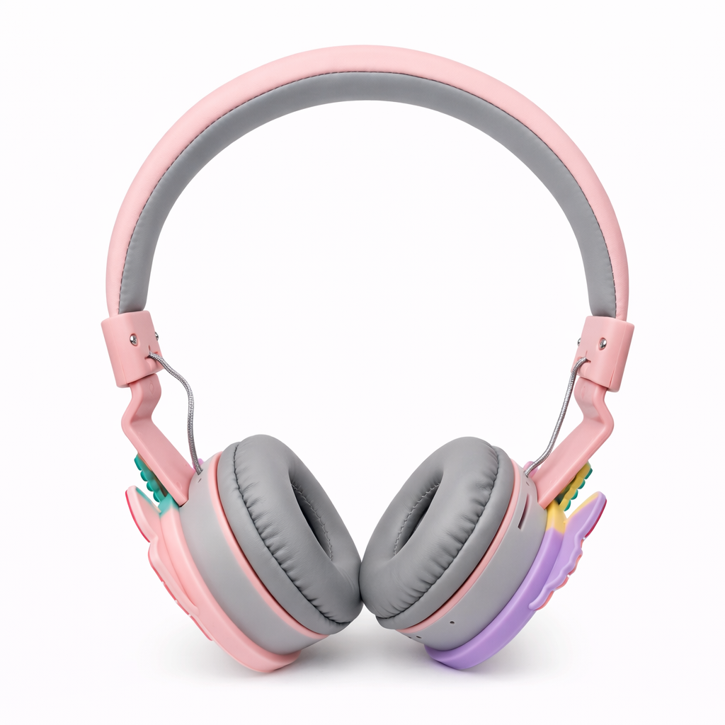 Casque Bluetooth Enfant Licorne Pop It – Rose Premium – Arceau Réglable Confort – Batterie 200 mAh – Charge USB (2 h) – 32 Ω / 20 mW – Casque Sans Fil pour Tablette, École & Voyage
