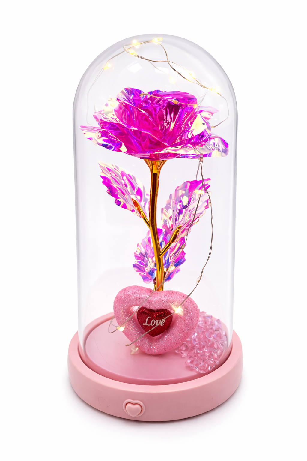 Rose Éternelle Lumineuse avec Musique – Fleur LED Multicolore sous Cloche – Décoration Romantique – Cadeau Saint-Valentin, Anniversaire, Femme