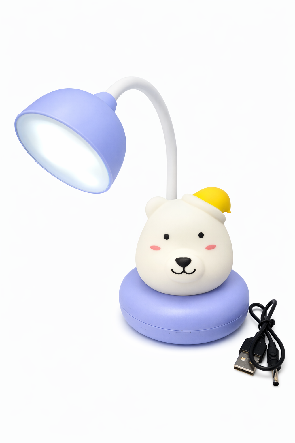 Lampe LED Enfant Ourson – Veilleuse de Bureau Rechargeable USB – Bras Flexible – Lumière Douce – Design Kawaii – Chambre Enfant, Cadeau Idéal