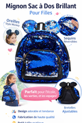Sac à Dos Fille Paillettes Réversibles – Oreilles Mickey – Bretelles Ajustables – École & Voyage