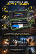 Lampe Torche LED Rechargeable Haute Puissance 800m – Lampe Tactique Zoom Ajustable, Batterie 26650 + Recharge USB, Waterproof – Lampe Torche Puissante avec Boîte de Protection pour Camping, Randonnée, Urgence